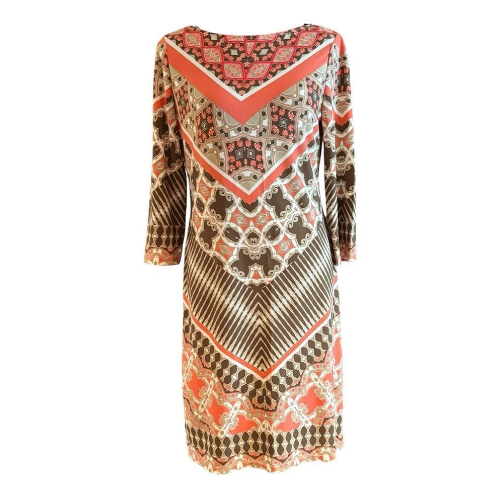 Geometric Patterned Midi Long Sleeve Shift in Ladies Size 10